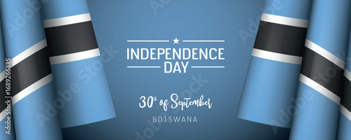 Botswana independence day vector banner, greeting card. Botswanan wavy flag in 30th of September national patriotic holiday horizontal design