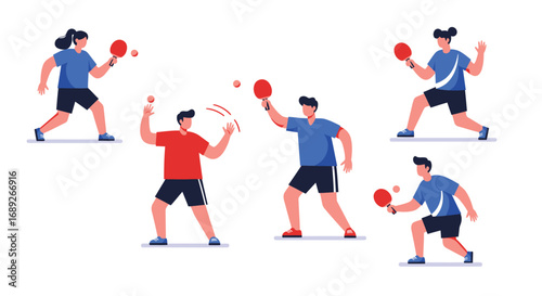 People Playing Table Tennis in Action