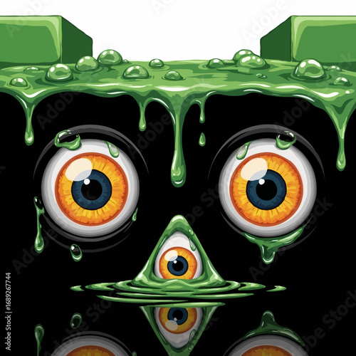 Spooky Slime-Covered Monster Eyes with Green Goo for Halloween Horror