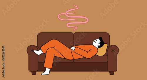 Person Relaxing on Couch with Airflow Symbol