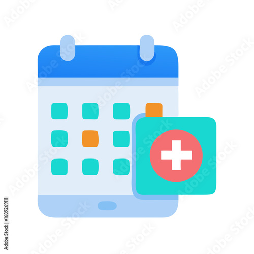 Calendar icon with plus sign for appointment scheduling app
