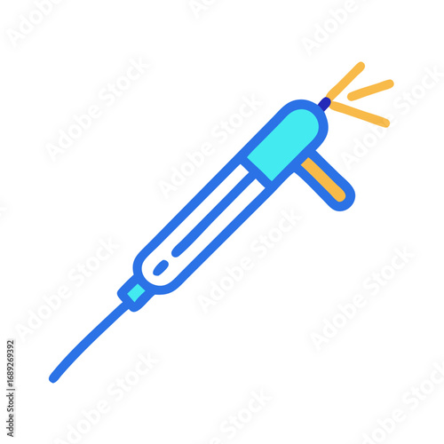 Illustration of a water flosser tool on black backdrop