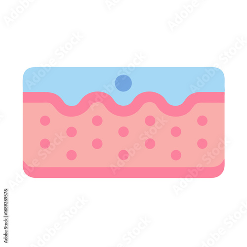 Human skin layers illustration with pink and blue tones