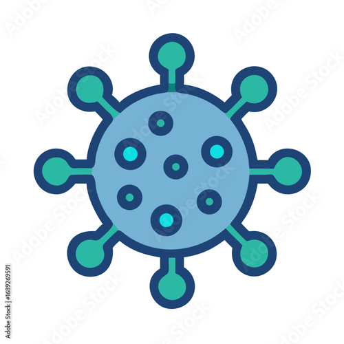 Stylized Virus Cell Illustration on Black Background