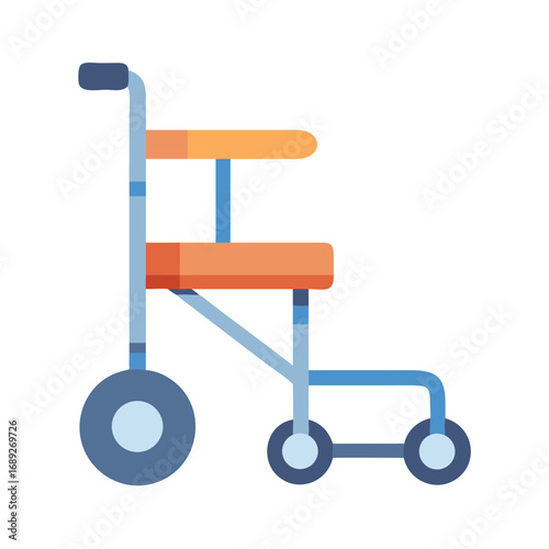 Vector illustration of a two wheeled medical rollator walker