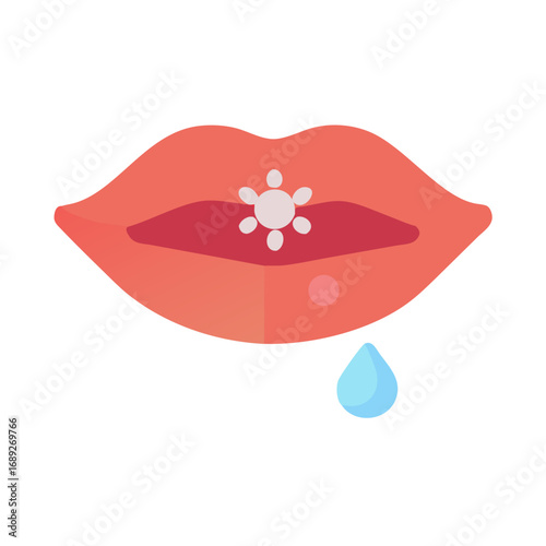 Illustration of lips with cold sore virus outbreak