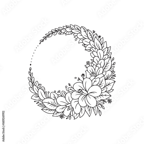 Beautiful floral ornamental doodle mehndi style pattern hand drawn decorative outline vector illustration coloring page for kids and adults