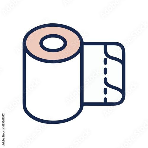 Minimalist toilet paper roll graphic on a black background