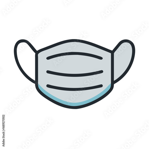 Stylized medical face mask icon for protection background