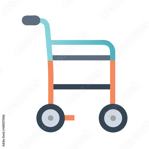 Flat design walker illustration for assistive technology concepts