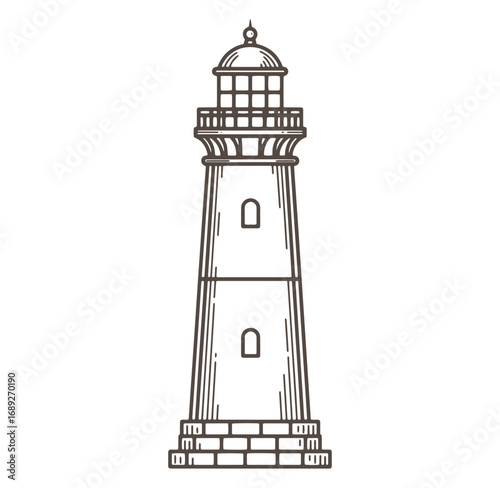 Detailed vector illustration of a coastal lighthouse isolated against a white background