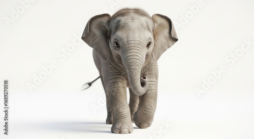 Young African Elephant Walking Towards Camera