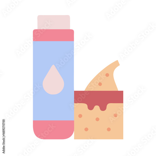Skincare lotion and epidermis skin layer graphic on black