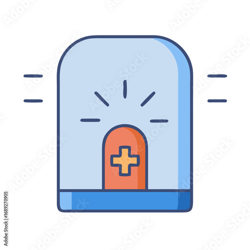 Isolated cartoon emergency siren on black background in blue