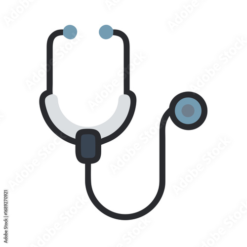 Simple vector illustration of a medical stethoscope on black background