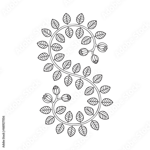 Beautiful floral ornamental doodle mehndi style pattern hand drawn decorative outline vector illustration coloring page for kids and adults