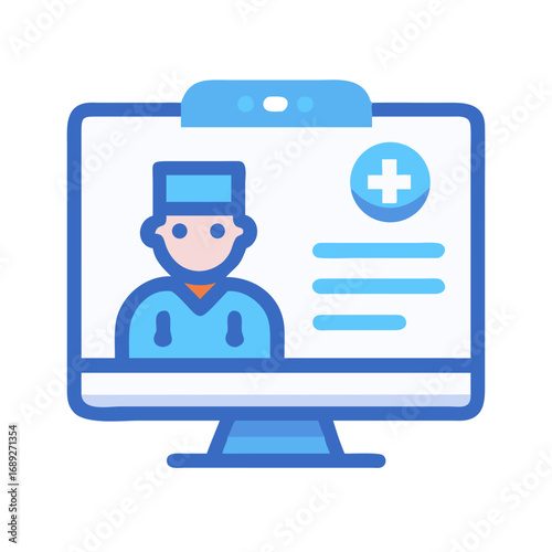 Online doctor consultation on monitor screen, telemedicine concept