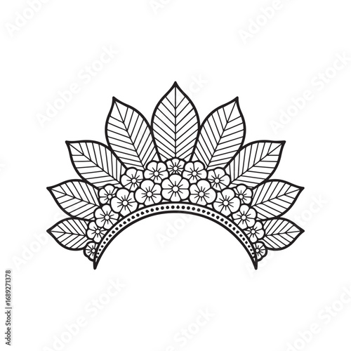 Beautiful floral ornamental doodle mehndi style pattern hand drawn decorative outline vector illustration coloring page for kids and adults
