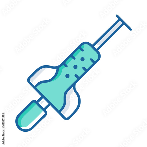 Stylized vaccine injection syringe on a black background image