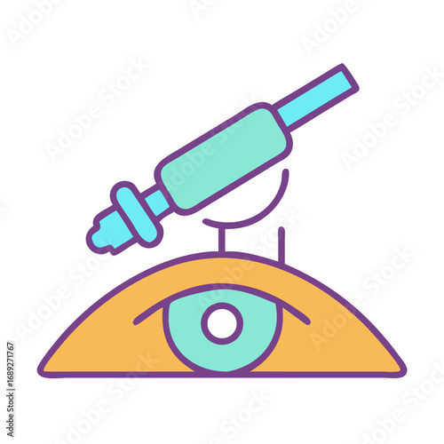 Microscope above the eye for scientific discovery concept