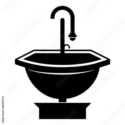Minimalist Sink Icon Black Silhouette Vector Design Isolated on White
