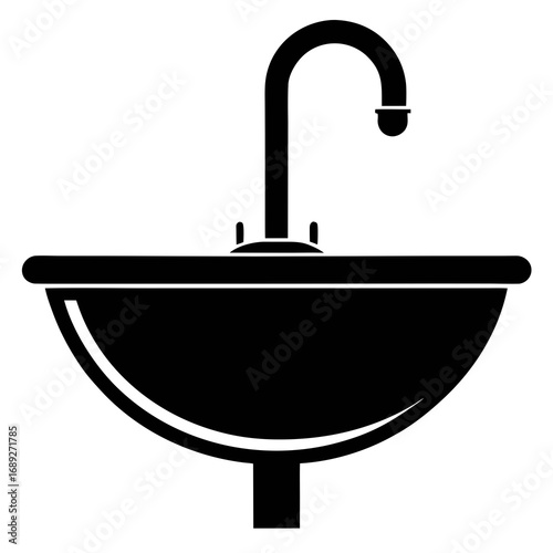 Minimalist Sink Icon Black Silhouette Vector Design Isolated on White