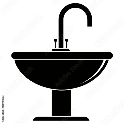 Minimalist Sink Icon Black Silhouette Vector Design Isolated on White