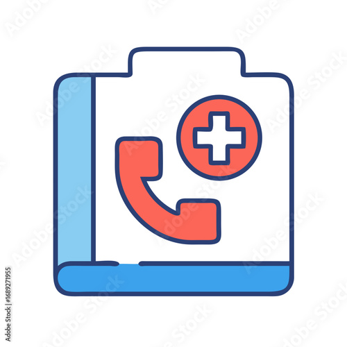Emergency call icon with medical cross on black background