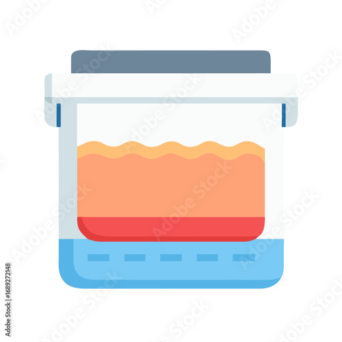 Laboratory container filled with liquid in flat style illustration