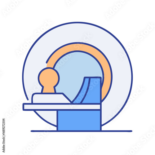 Modern flat illustration of a magnetic resonance imaging scanner