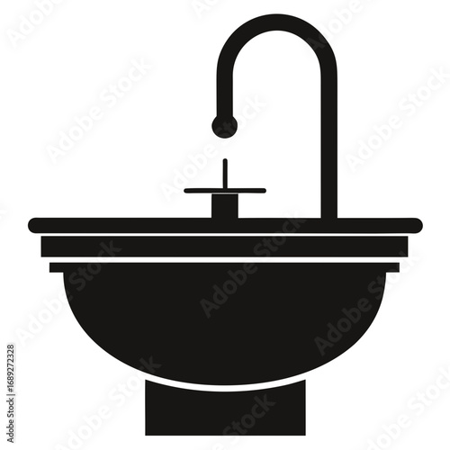 Black Silhouette Sink Vector Illustration on White Background