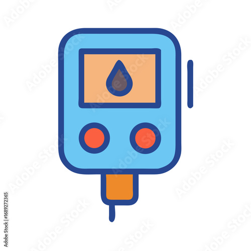 Modern glucose meter icon with blood drop symbol