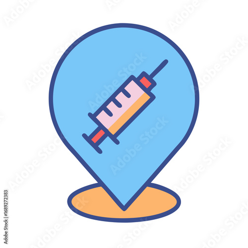 Vaccination location pinpoint icon representing immunization sites marker