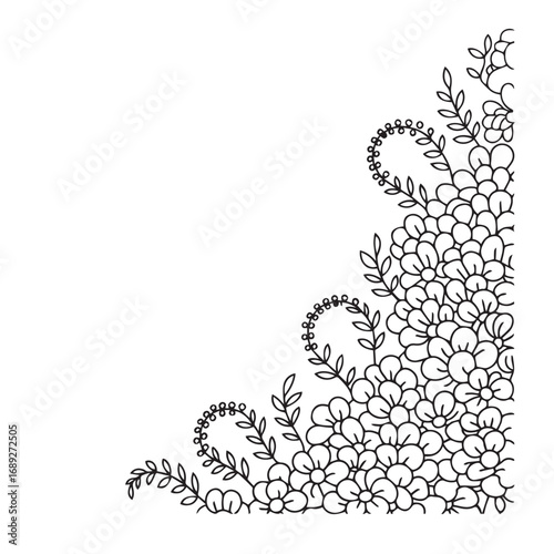 Beautiful floral ornamental doodle mehndi style pattern hand drawn decorative outline vector illustration coloring page for kids and adults
