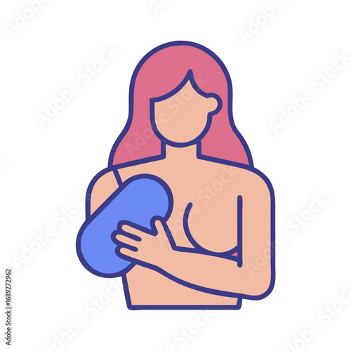 Illustration of breastfeeding mother and baby flat style image