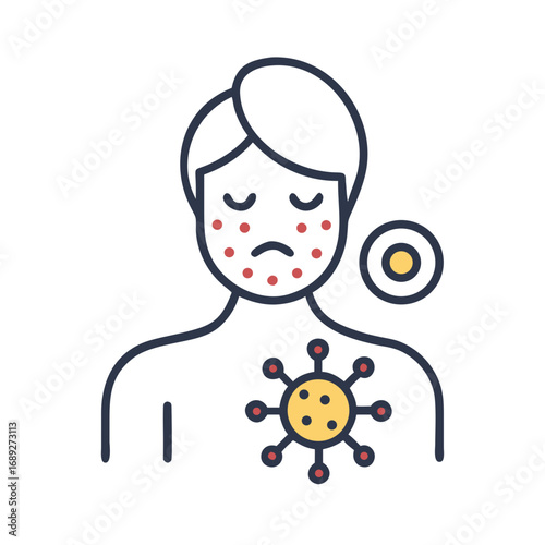 Vector image showing skin irritation or disease on human form