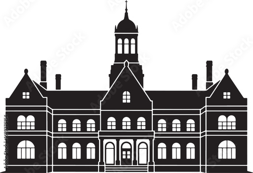 Silhouette of Grand Manor House Architecture Estate Building Design Historical Landmark