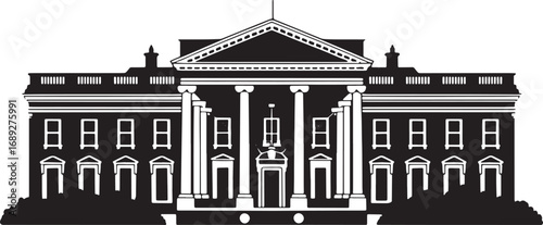 Iconic White House Silhouette Vector Illustration Symbolizing American Government Power