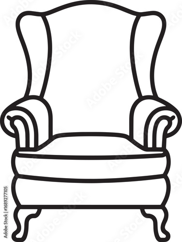 Elegant Wingback Armchair Silhouette Vector Illustration for Interior Design Projects
