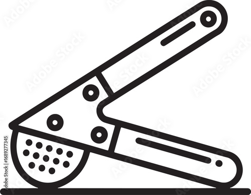 Garlic Press Icon Illustration: Kitchen Utensil for Cooking, Food Preparation, and Culinary Arts