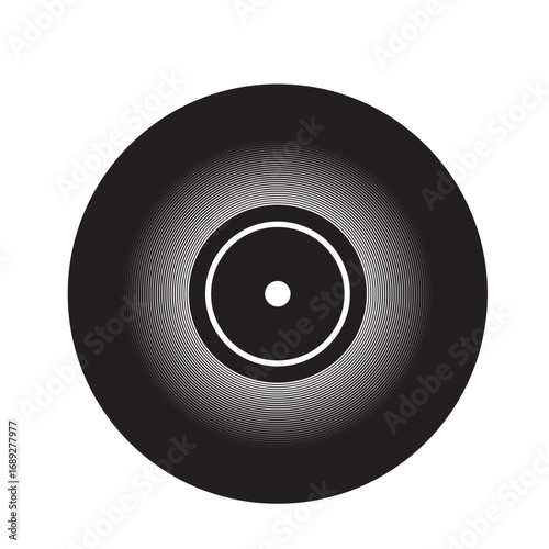Classic Record Disc With Center Label Silhouette