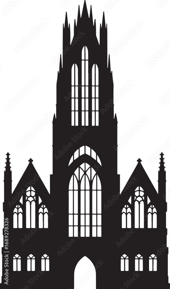 Fototapeta premium Detailed Gothic Cathedral Silhouette Icon with Intricate Architectural Design Elements