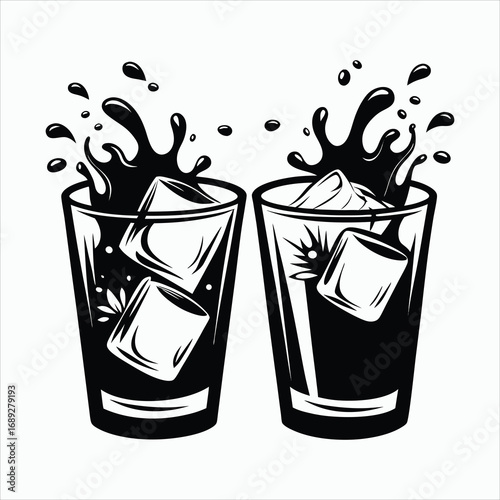 Black and White Ice Cold Drinks 