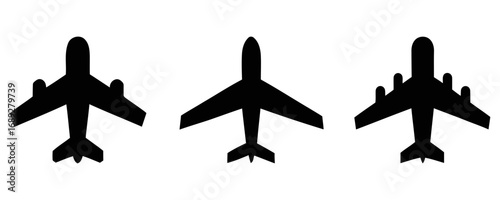 Silhouetted airplanes. vector silhouette of a airplane