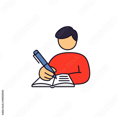 Person Writing Notebook Study Icon