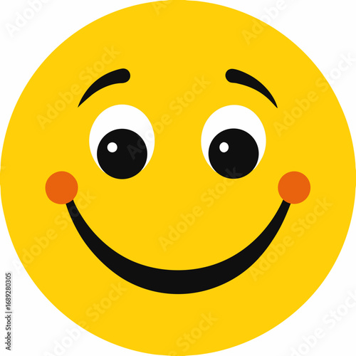 A cheerful yellow smiley face with big eyes and a wide smile