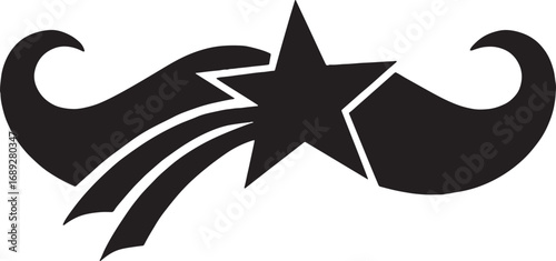 Black movember mustache and shooting star symbol design