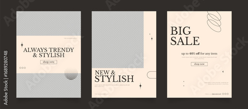 social media template banner blog fashion sale promotion. fully editable instagram and facebook square post frame puzzle organic sale poster. fresh brown element shape vector background