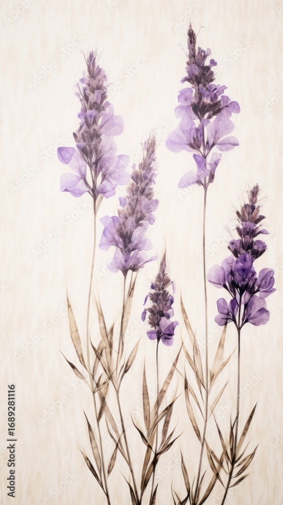 Fototapeta premium PNG Real pressed lavender flowers blossom purple plant.