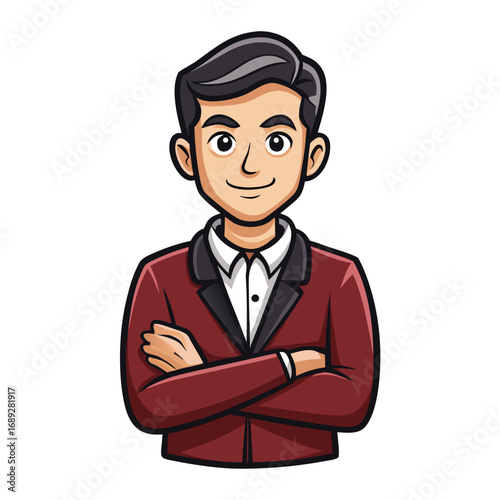 Confident Male Advocate Standing with Folded Arms, Professional Lawyer Vector Illustration Representing Justice, Law, Legal Expertise, and Authority